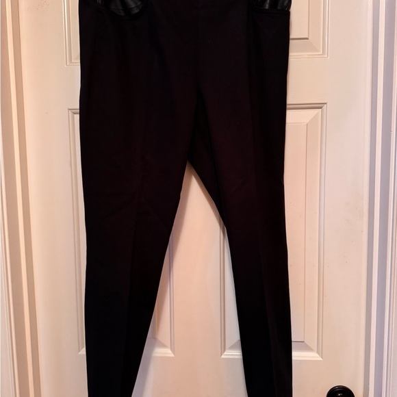 J. Crew Black Dannie Skinny Pants  faux Leather trim and back zipper NWOT - Picture 2 of 9